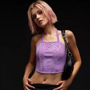 NWT Urban Outfitters Zemeta Daisy Studded Purple Halter Top